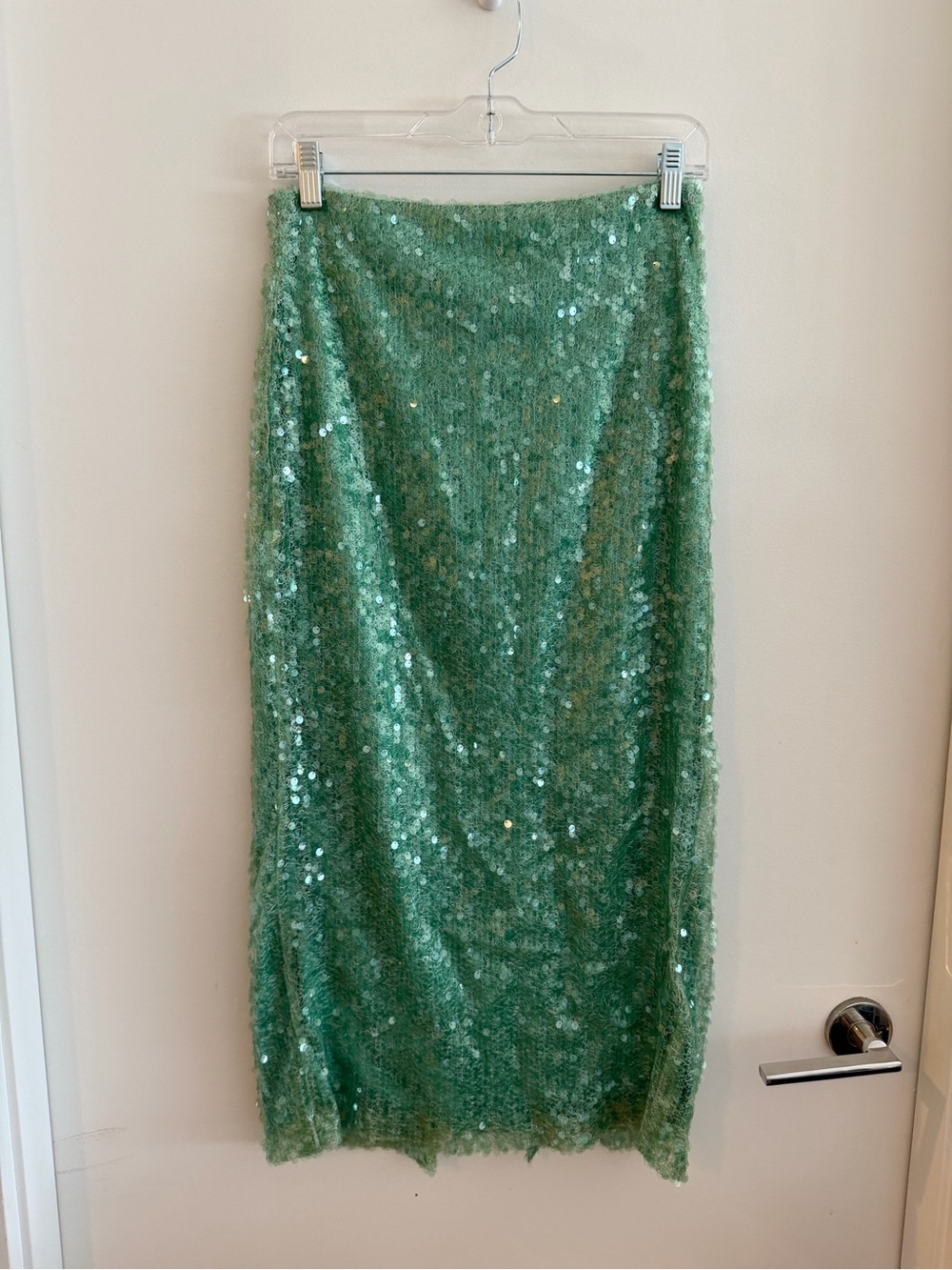 Zara Green Sequin Knit Bandeau Skirt